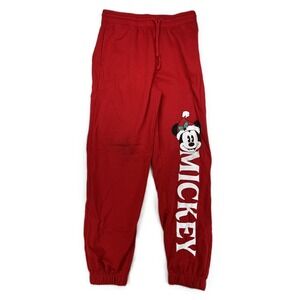 Disney's Mickey Mouse Women's Juniors' Holiday Graphic Jogger Pants Red Size S